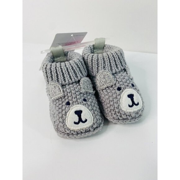 Just One You by Carters Baby Grey Bear Knitted BOOTIES Newborn Tags - Picture 1 of 5